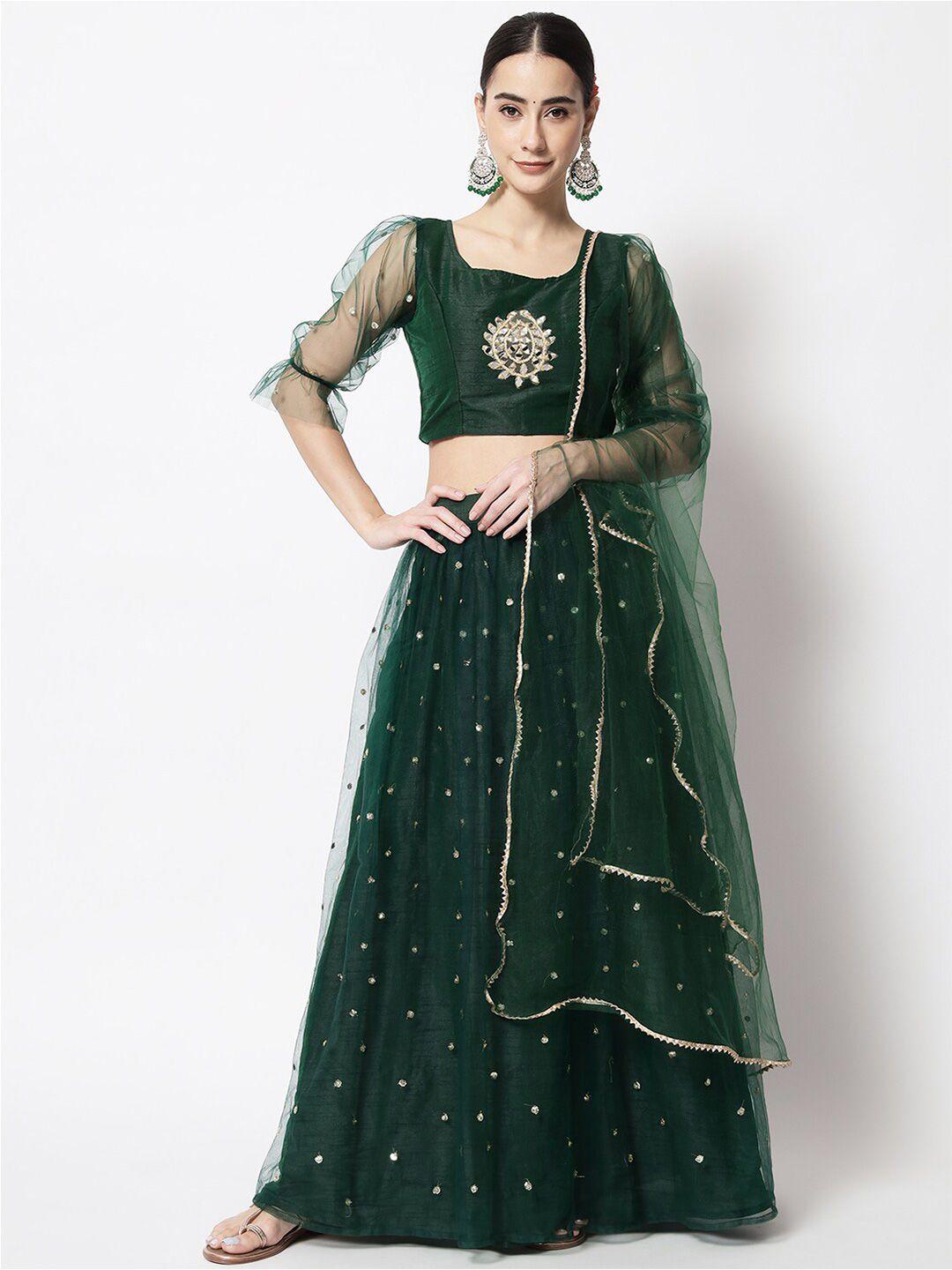 studio rasa embellished mirror work ready to wear lehenga & blouse with dupatta