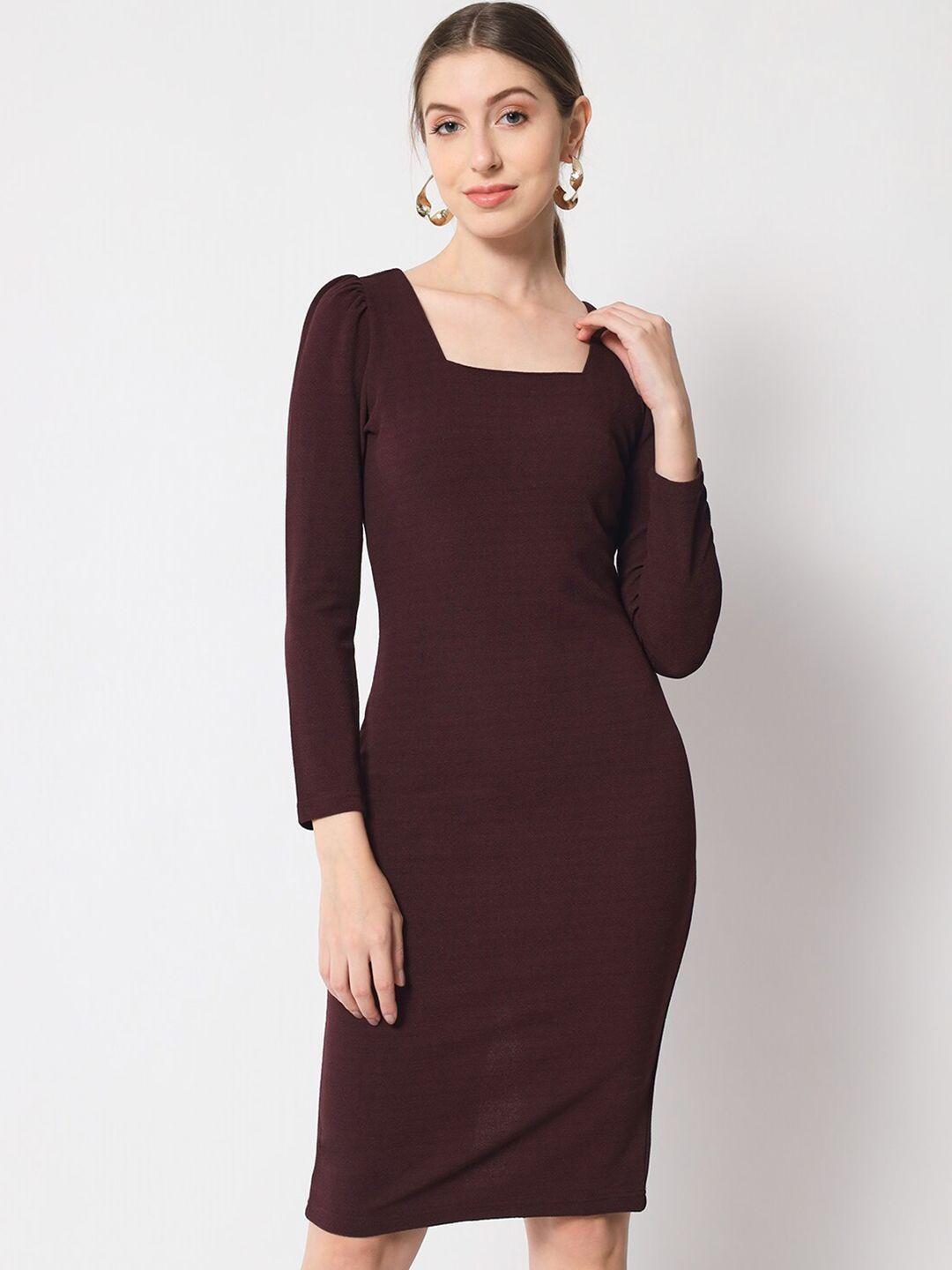 orchid hues puffed sleeve sheath dress