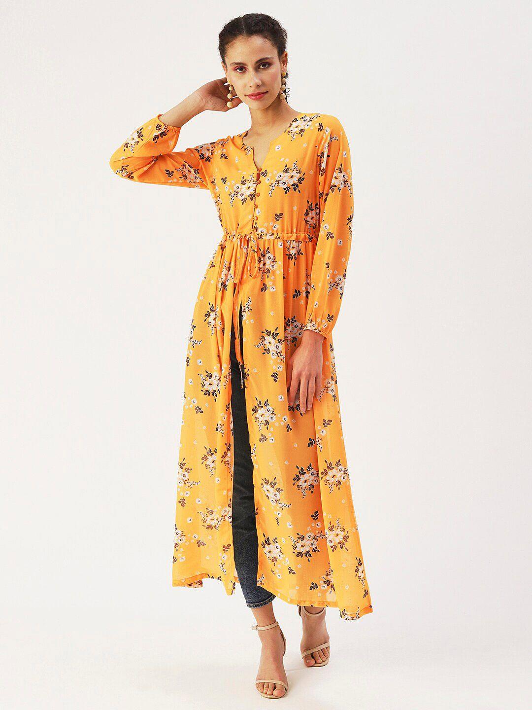 dressberry floral print georgette maxi longline top