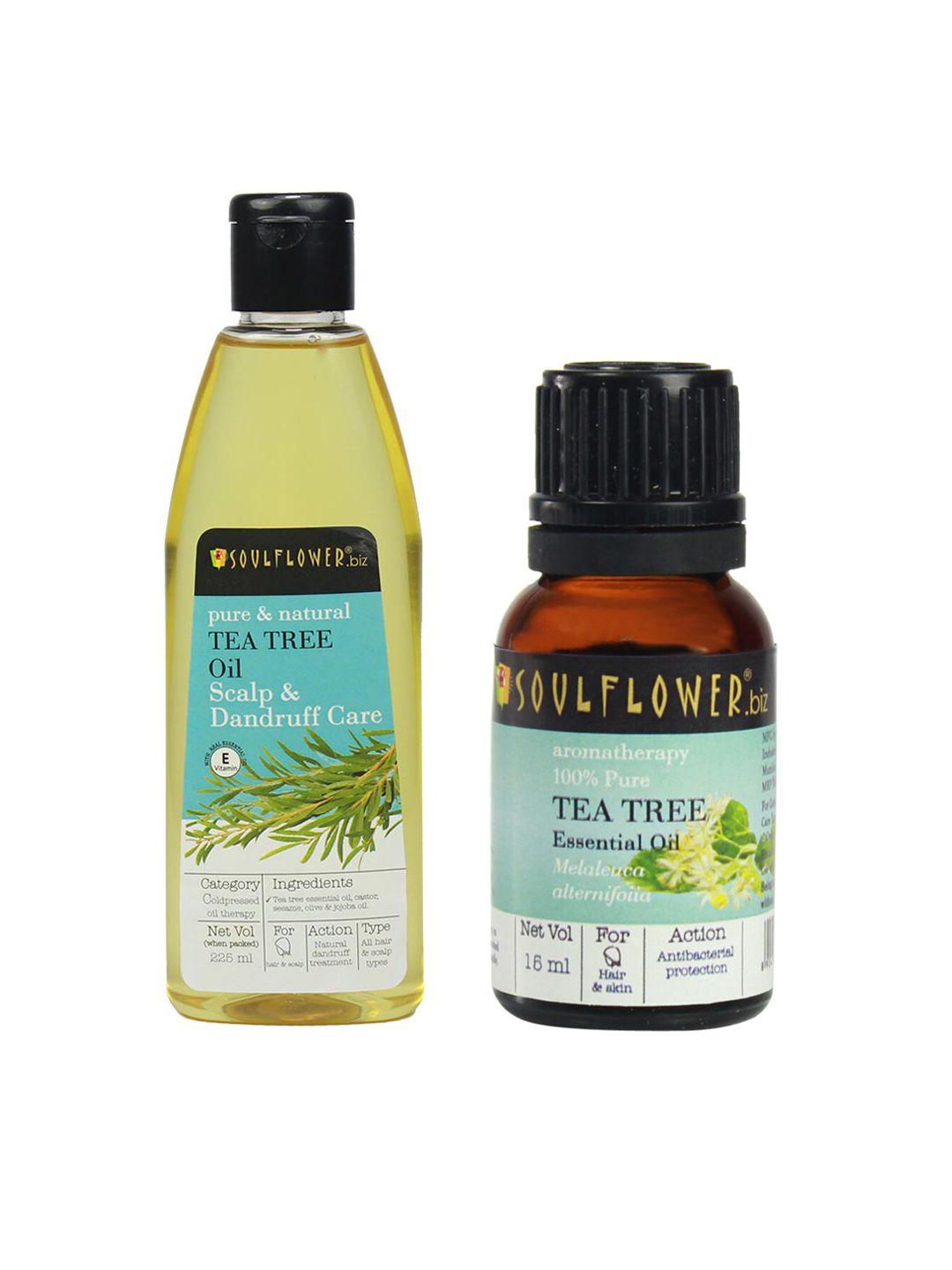 soulflower scalp & dandruff care tea tree oil 225ml + pure tea tree essential oil 15ml