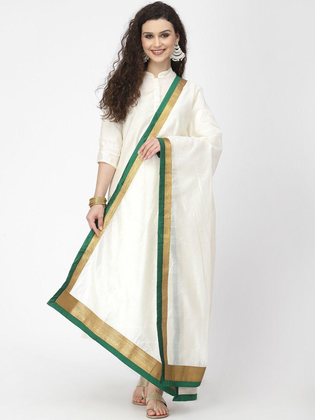 desi weavess white kurta with trousers & dupatta