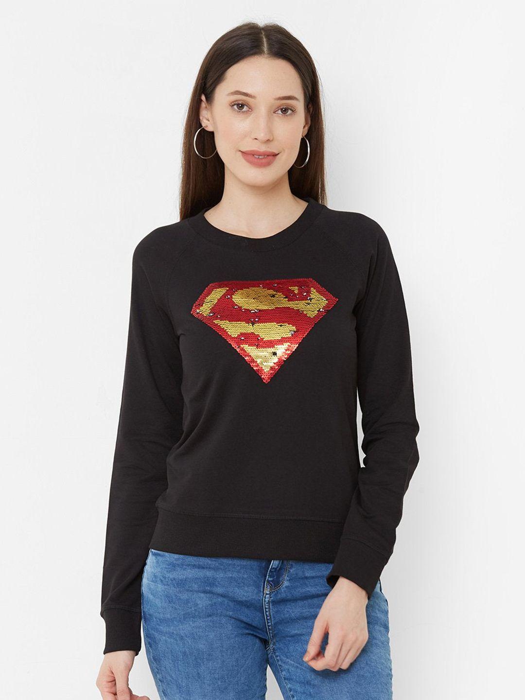 kraus jeans women superman printed round neck cotton t-shirt