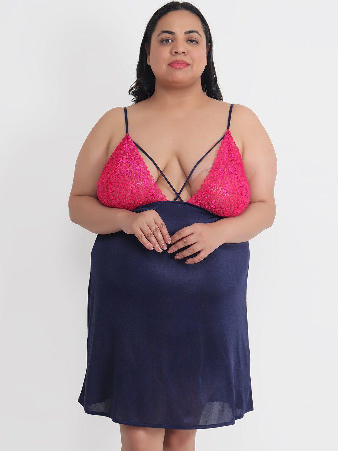 klamotten plus size satin halter neck baby doll