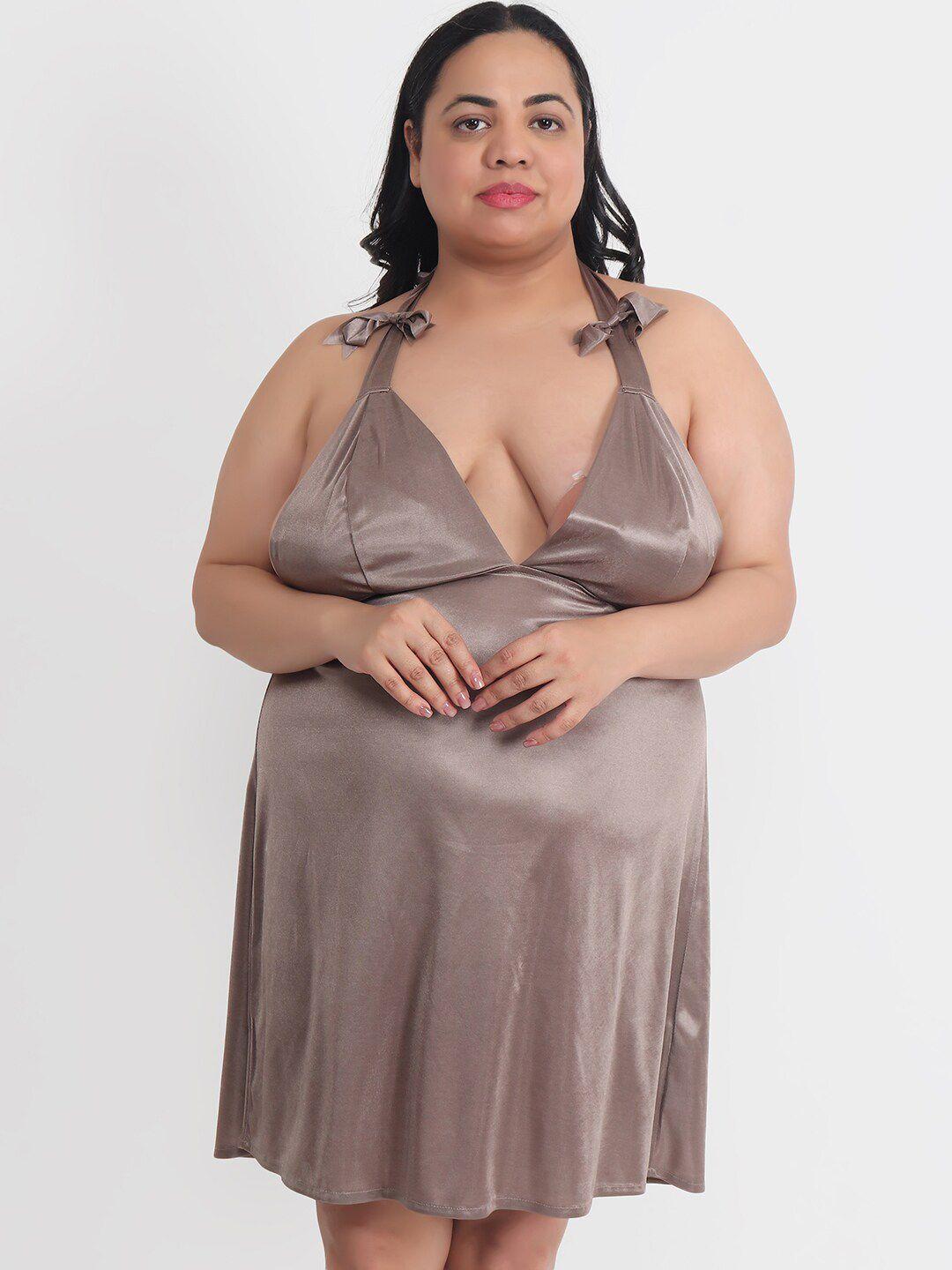 klamotten taupe halter neck baby doll