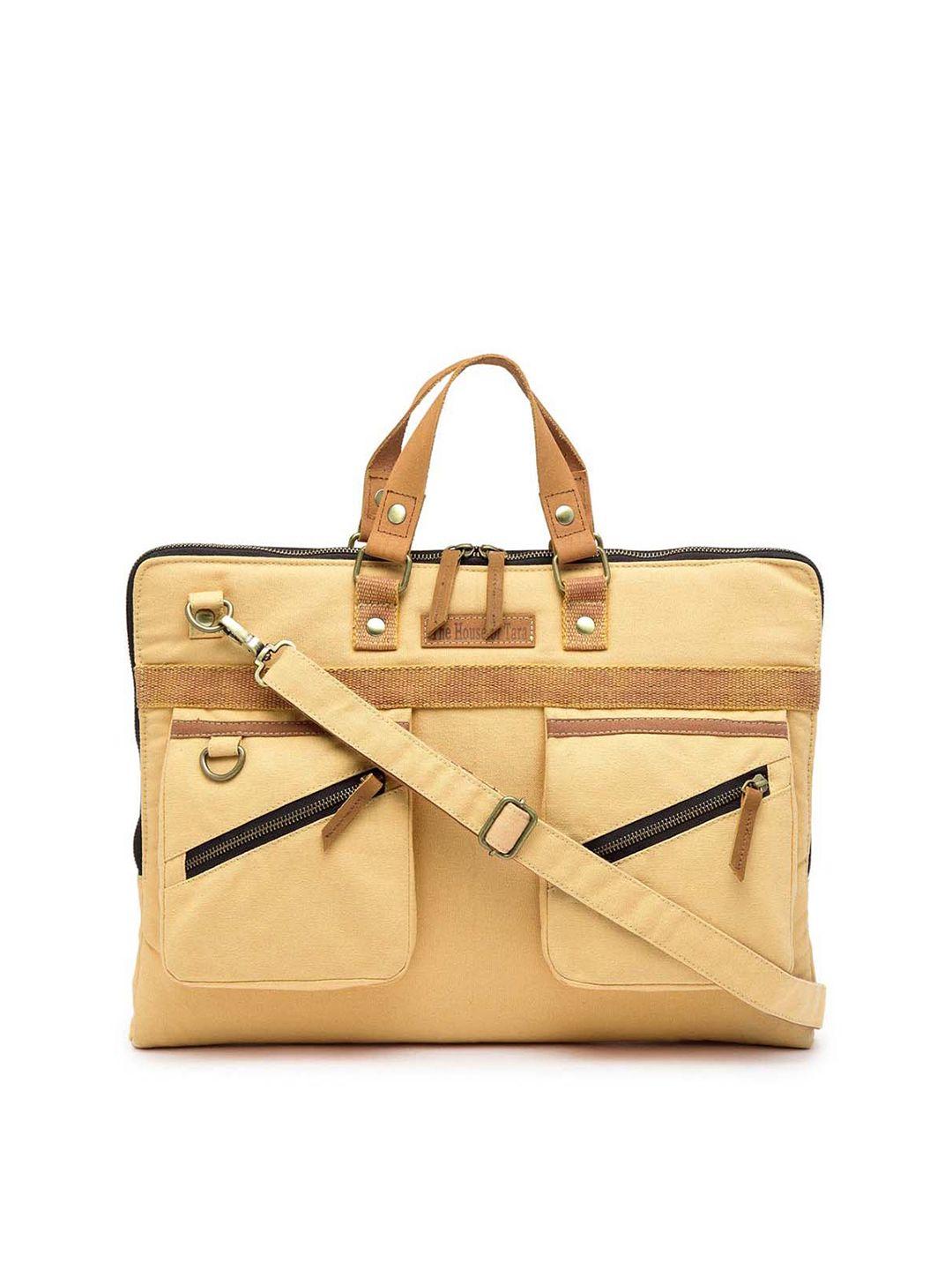 the house of tara unisex beige & black laptop bag