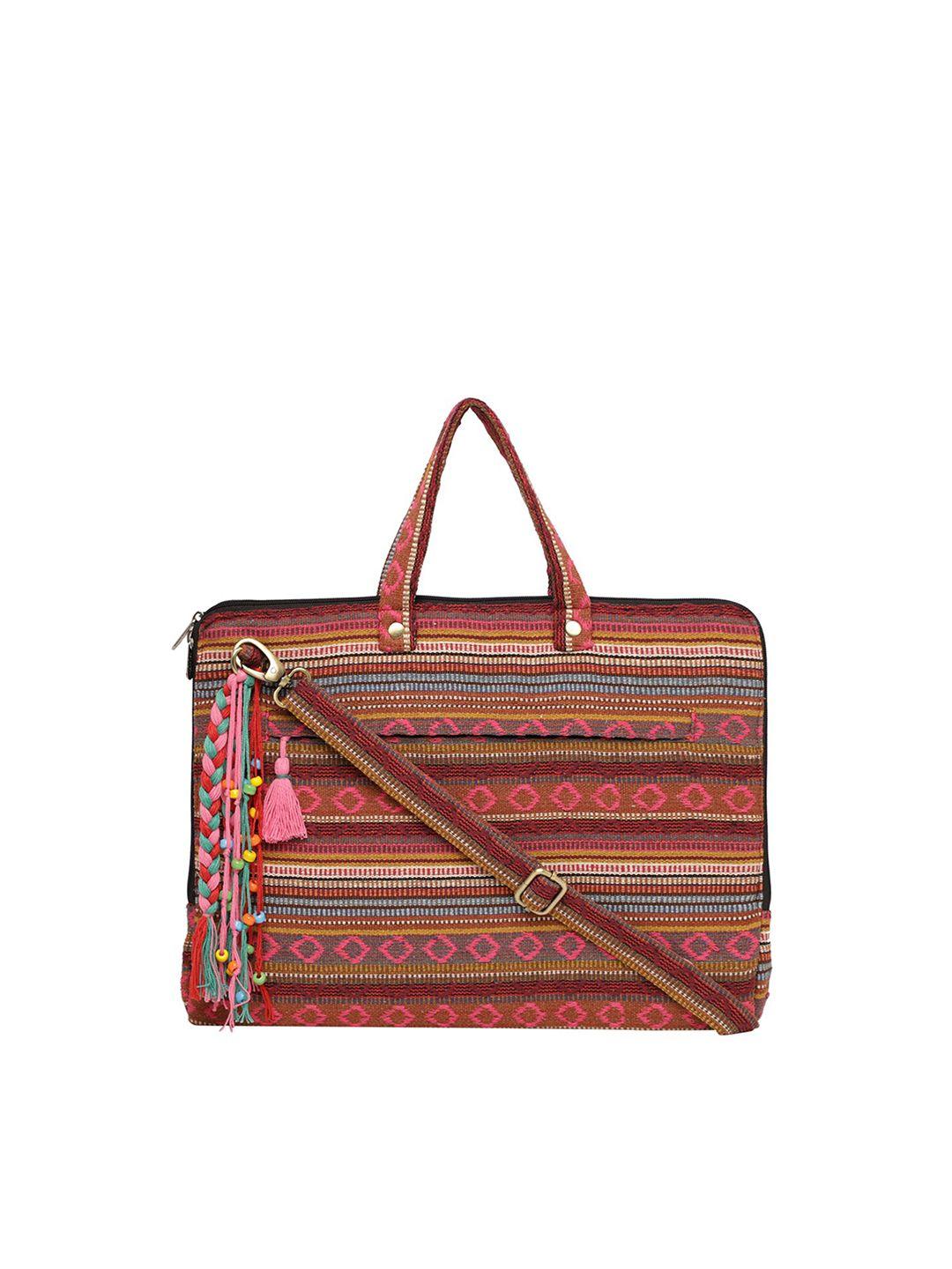 the house of tara unisex maroon & pink textured laptop bag