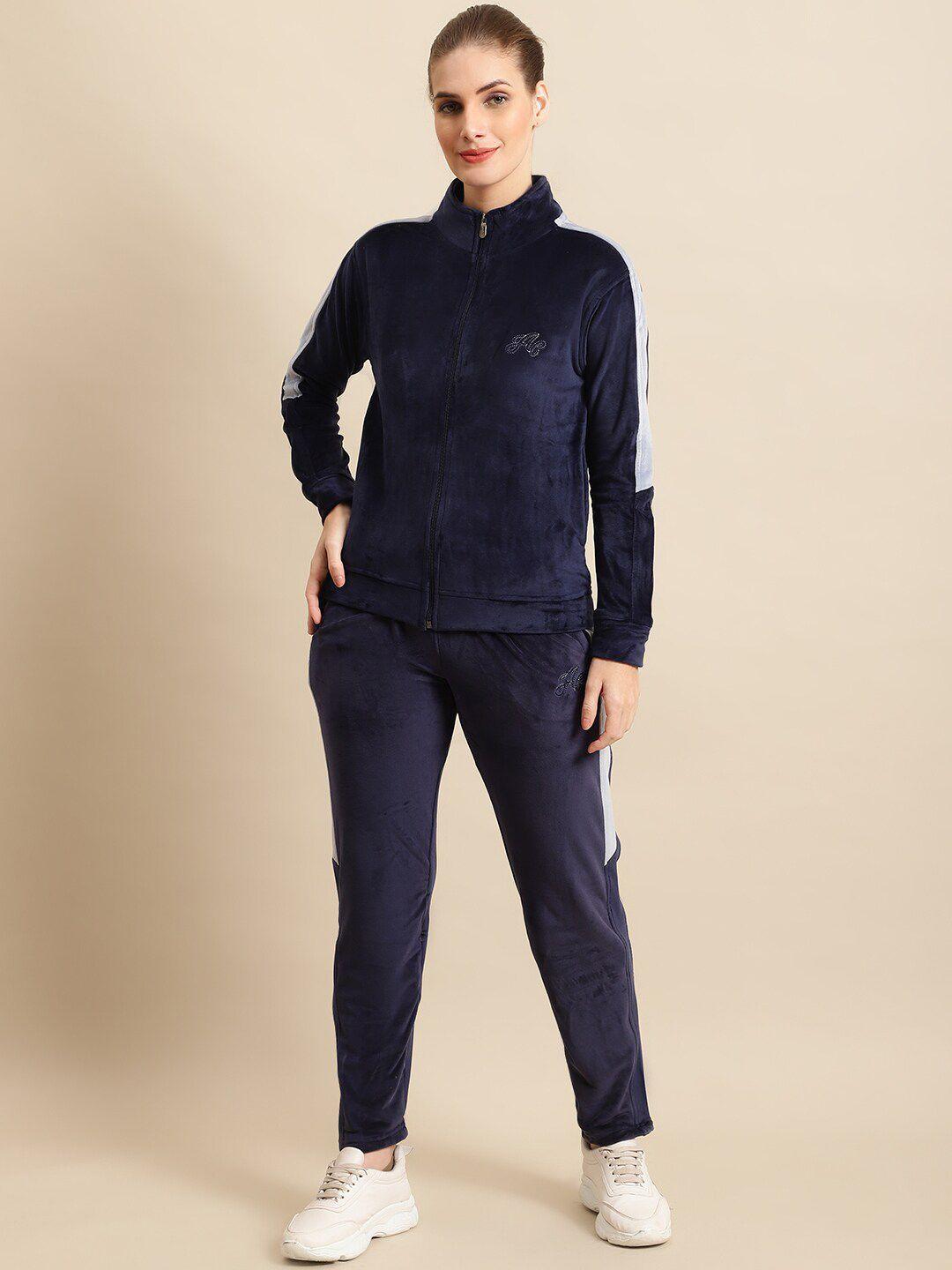 anti culture women color blocked velvet tracksuit