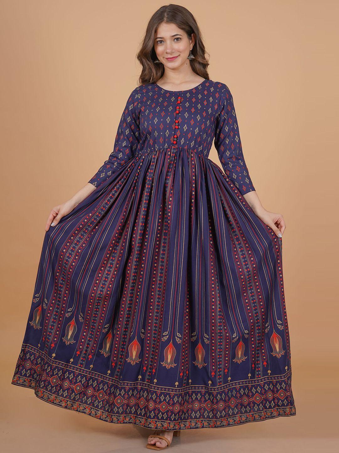 dressar geometric printed anarkali kurta