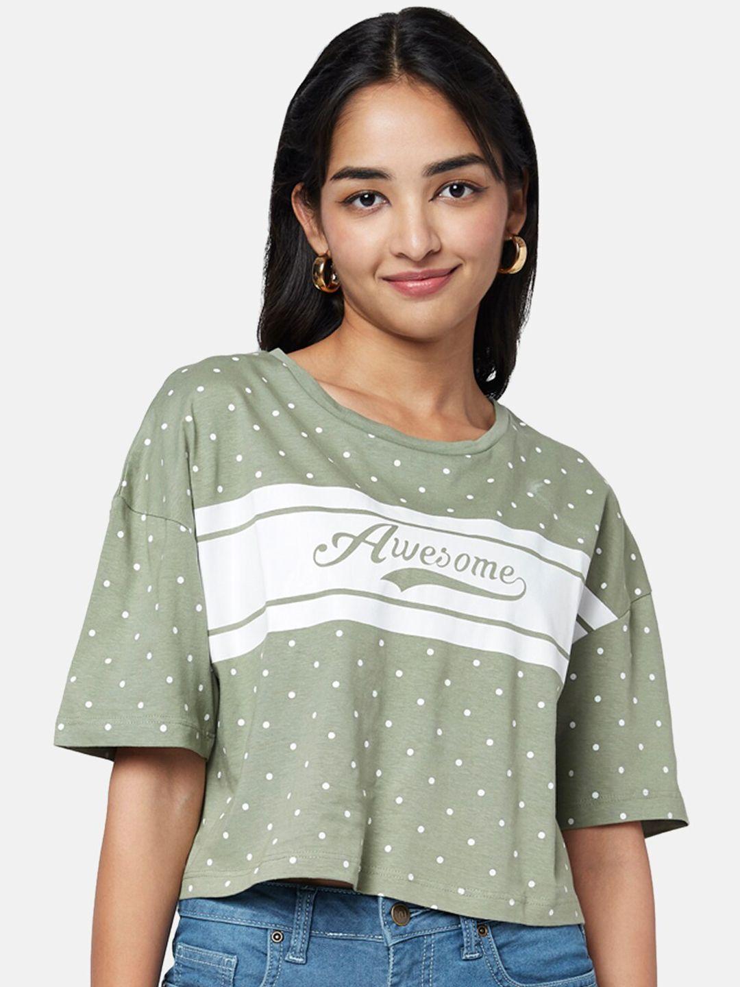 yu by pantaloons printed round neck cotton crop top