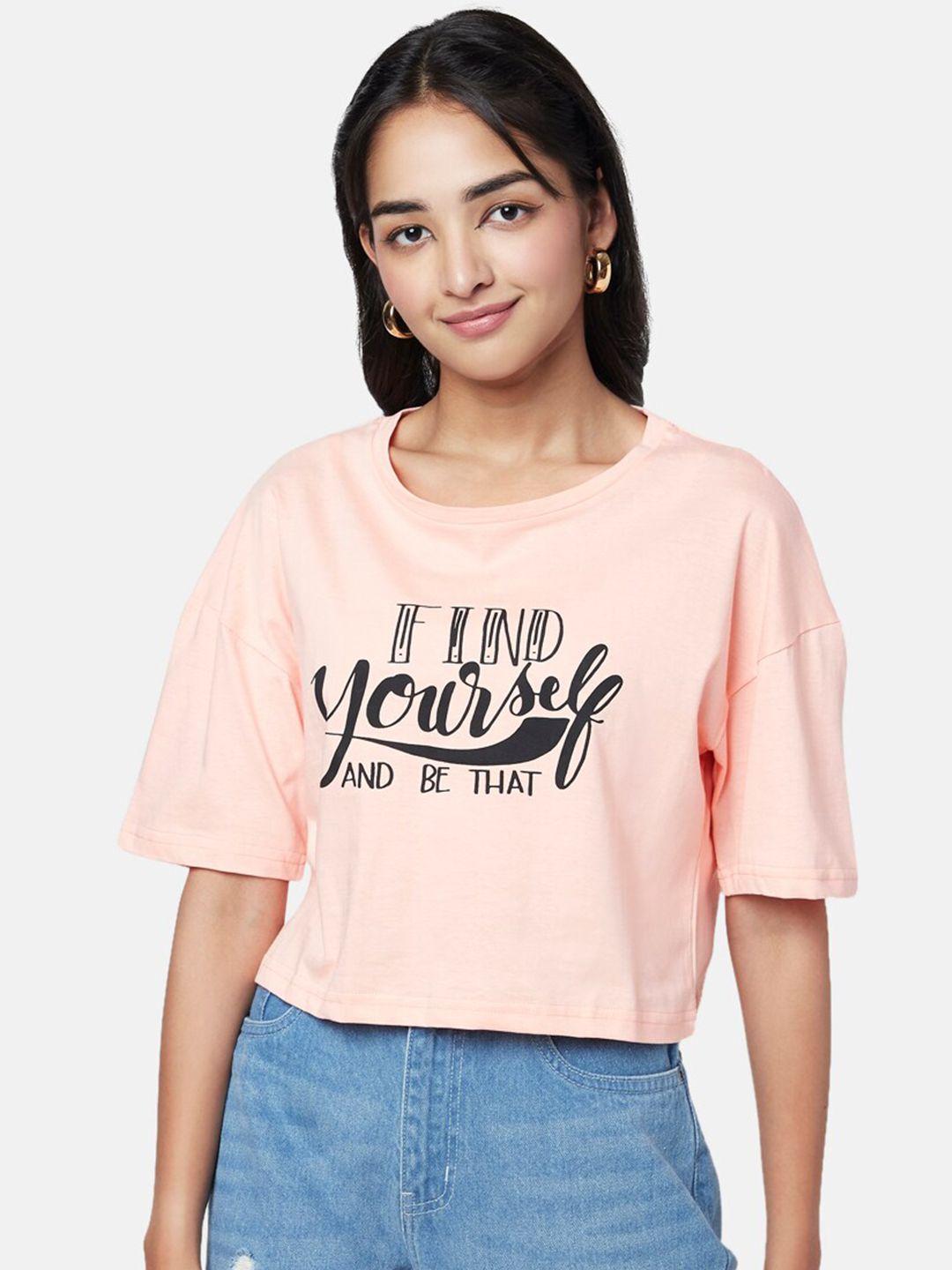 yu by pantaloons printed round neck cotton crop top