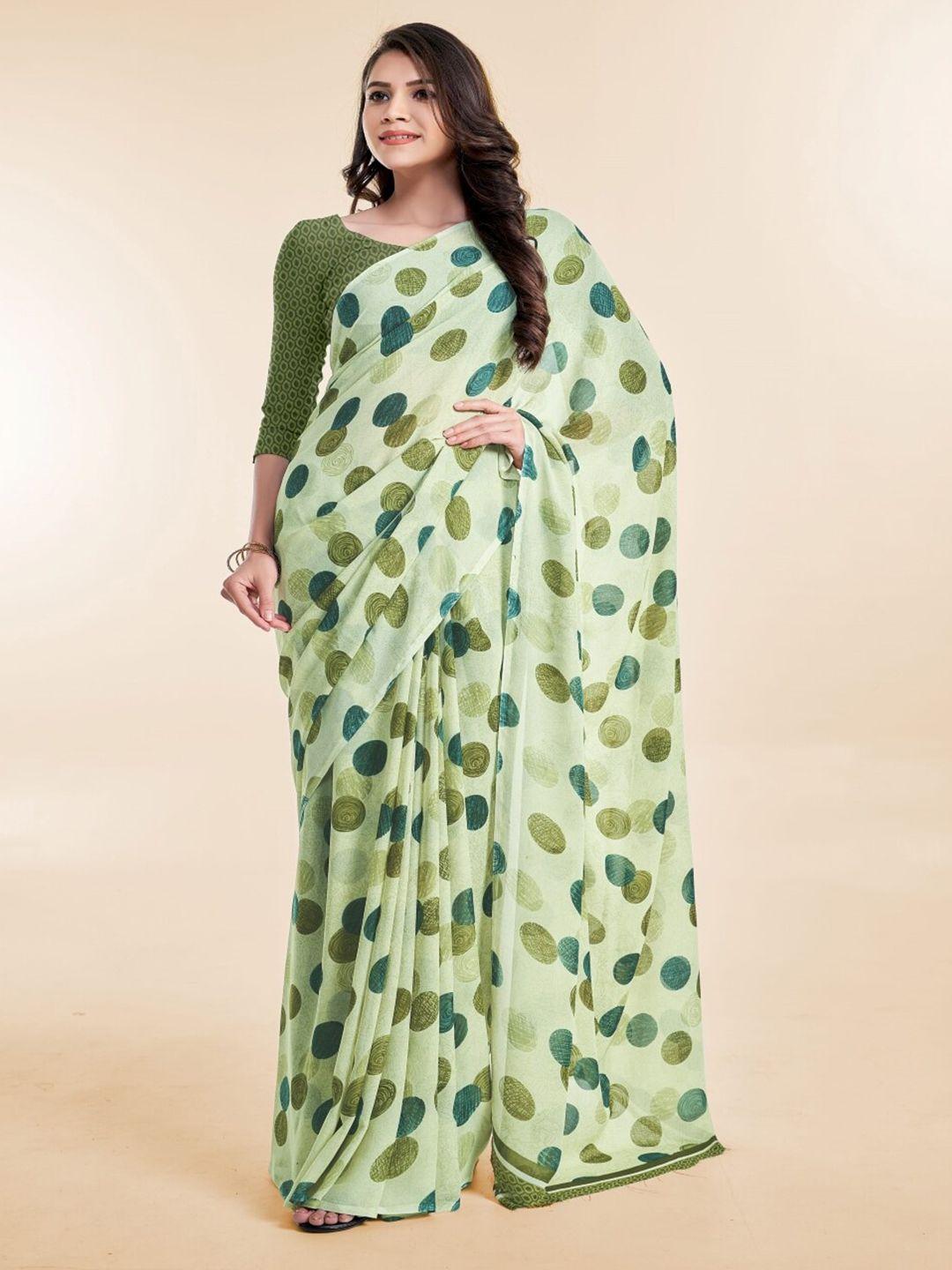 ambuja international polka dot printed georgette saree