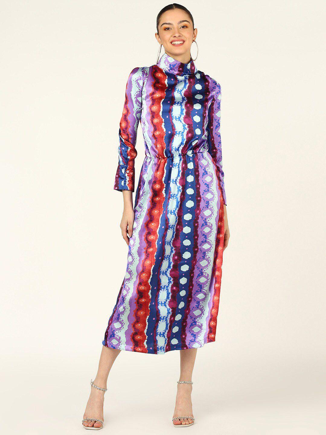 dodo & moa multicoloured tie and dye satin shirt midi dress