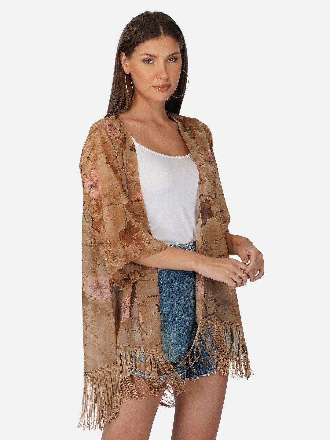 purys women printed tasselled shrug