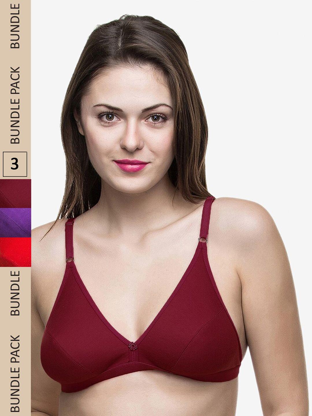 docare pack of 3 non padded & non-wired bra