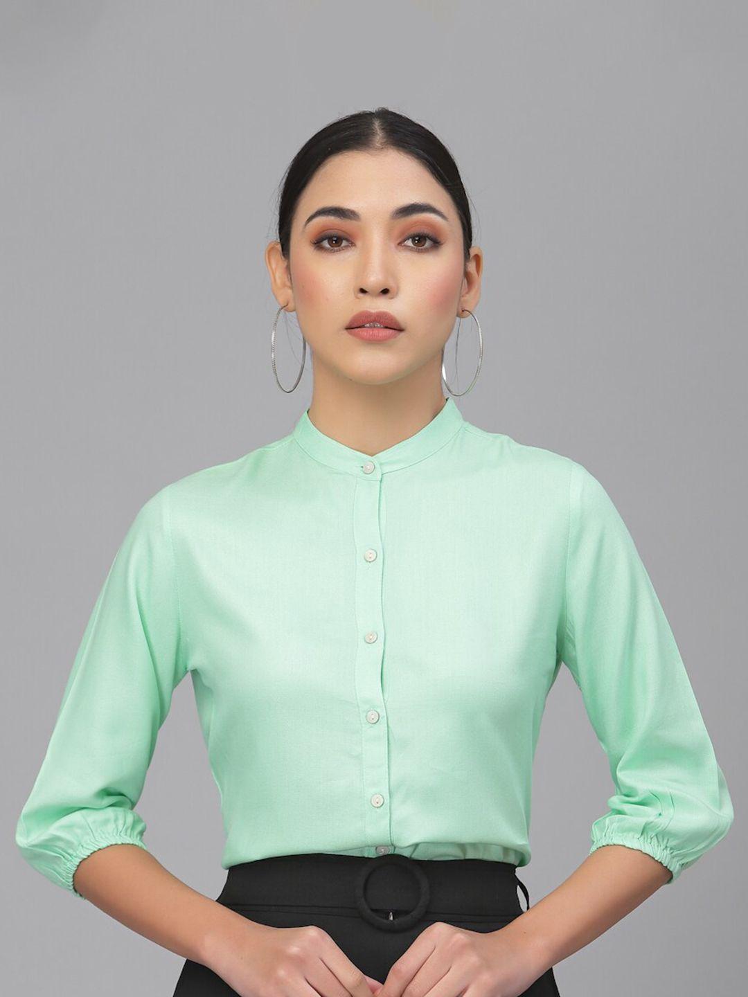 style quotient women mandarin collar regular fit formal shirt