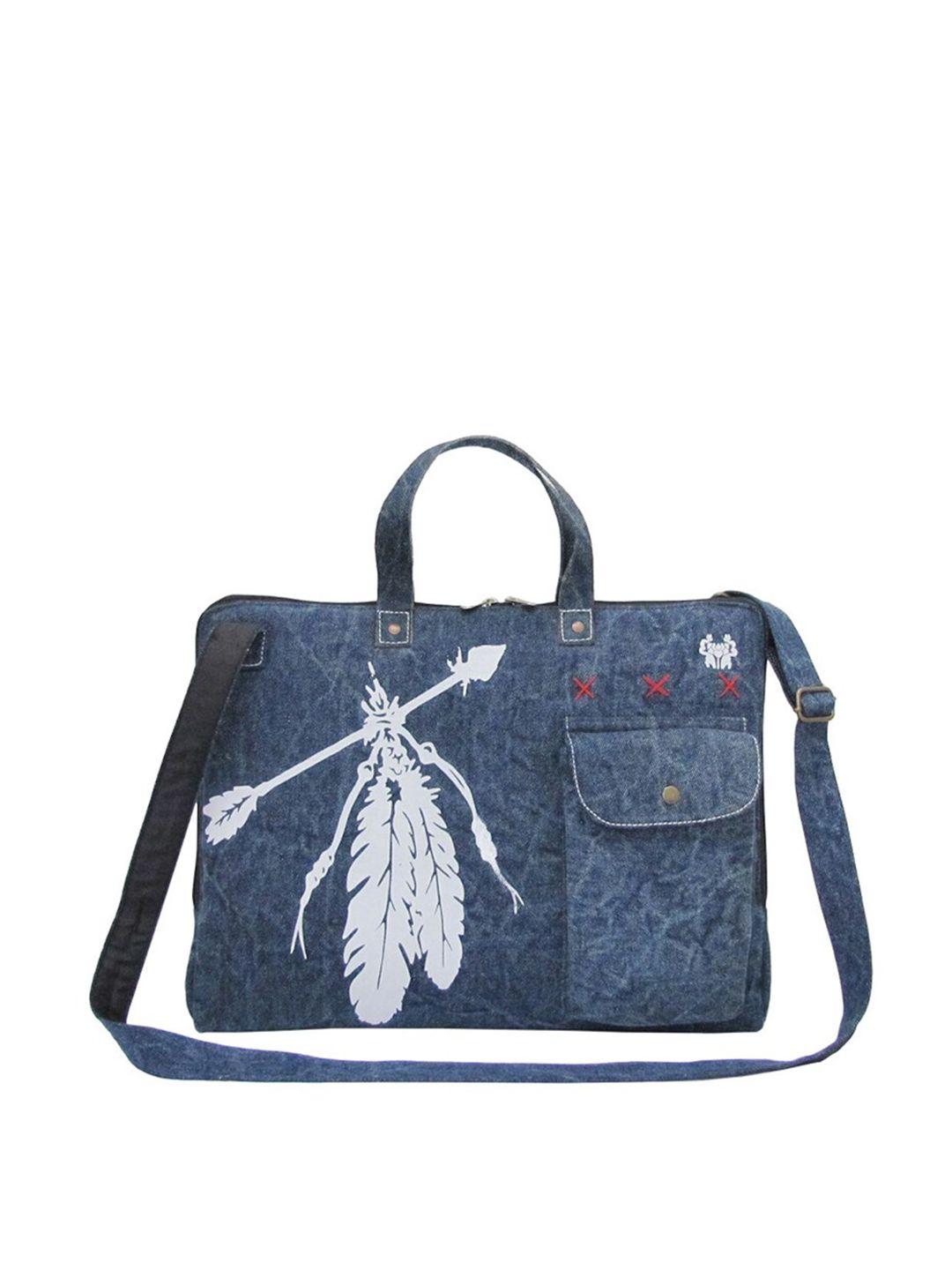 the house of tara unisex blue & white printed laptop bag