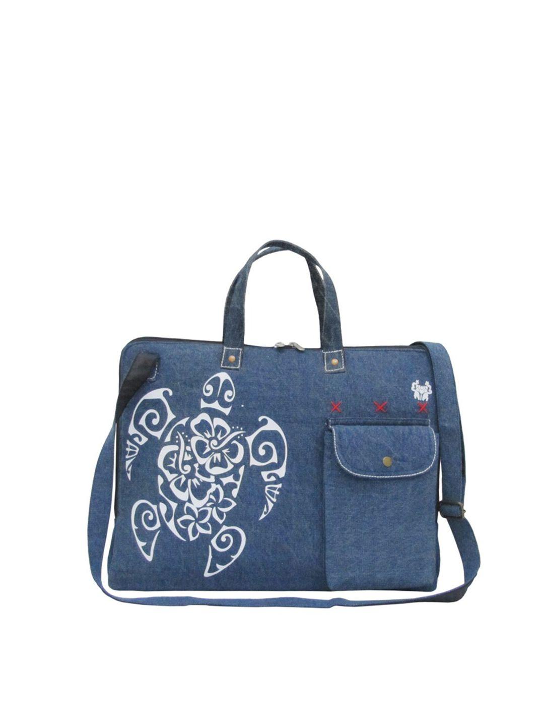 the house of tara unisex blue & white printed laptop bag