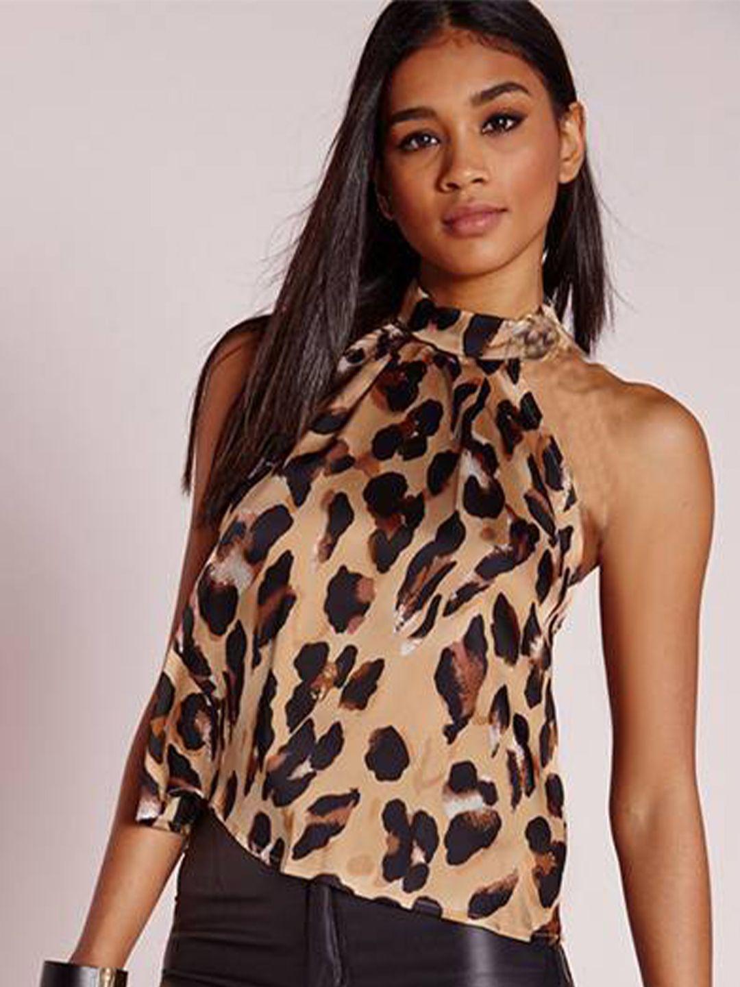 bostreet animal print halter neck top