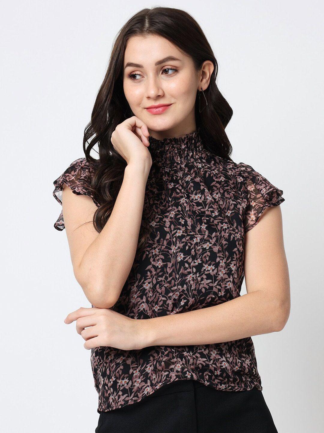 charmgal black animal print chiffon top