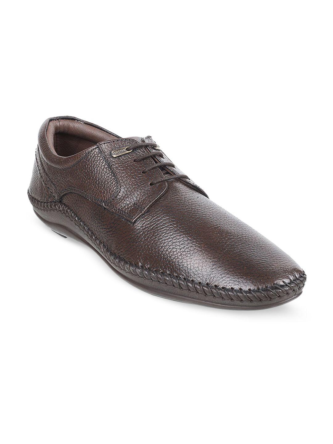 metro men brown textured leather derbys