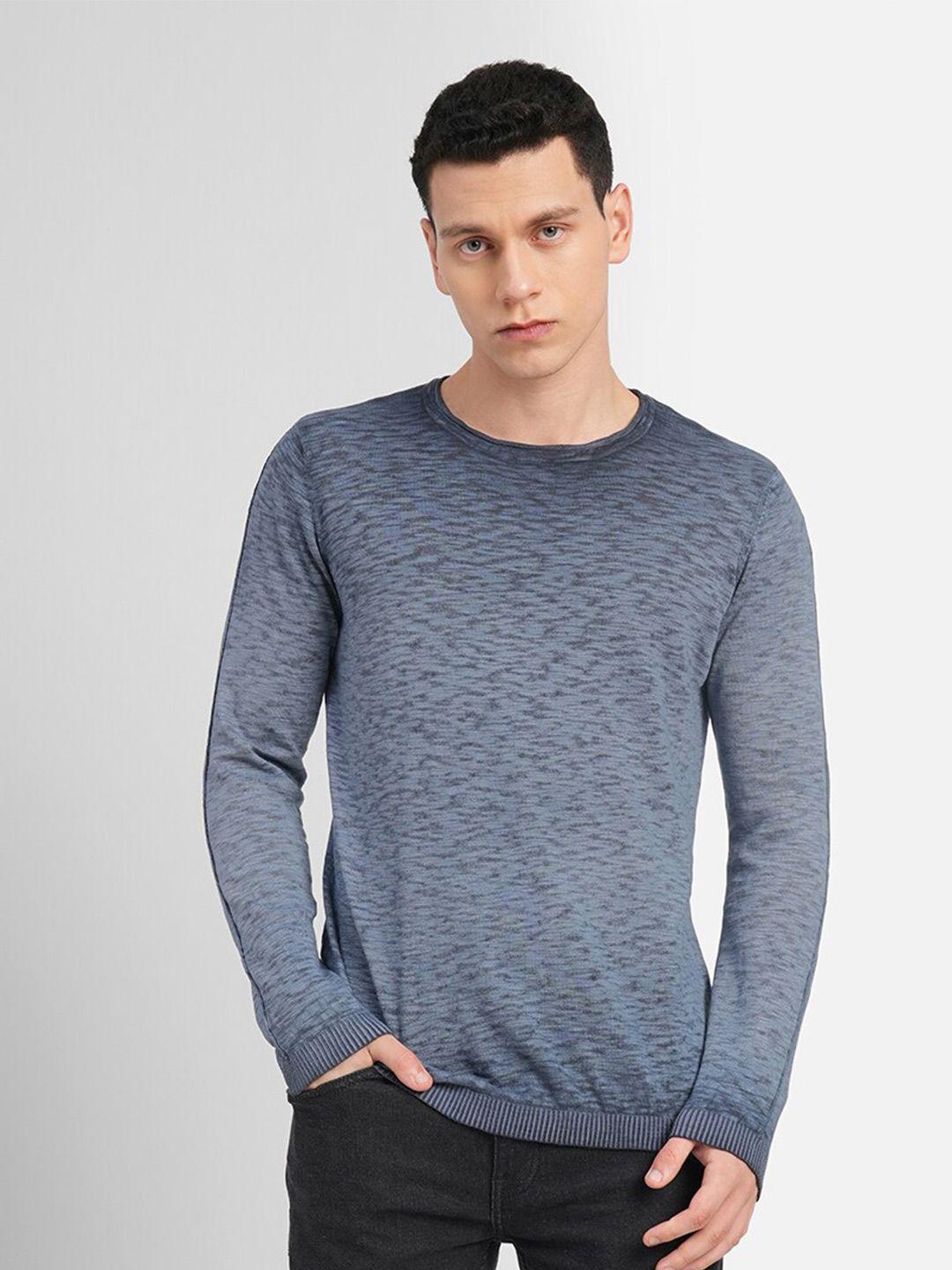 jack & jones men blue & grey printed pullover