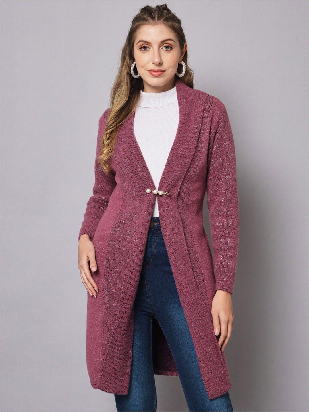 broowl women mauve wool longline shrug