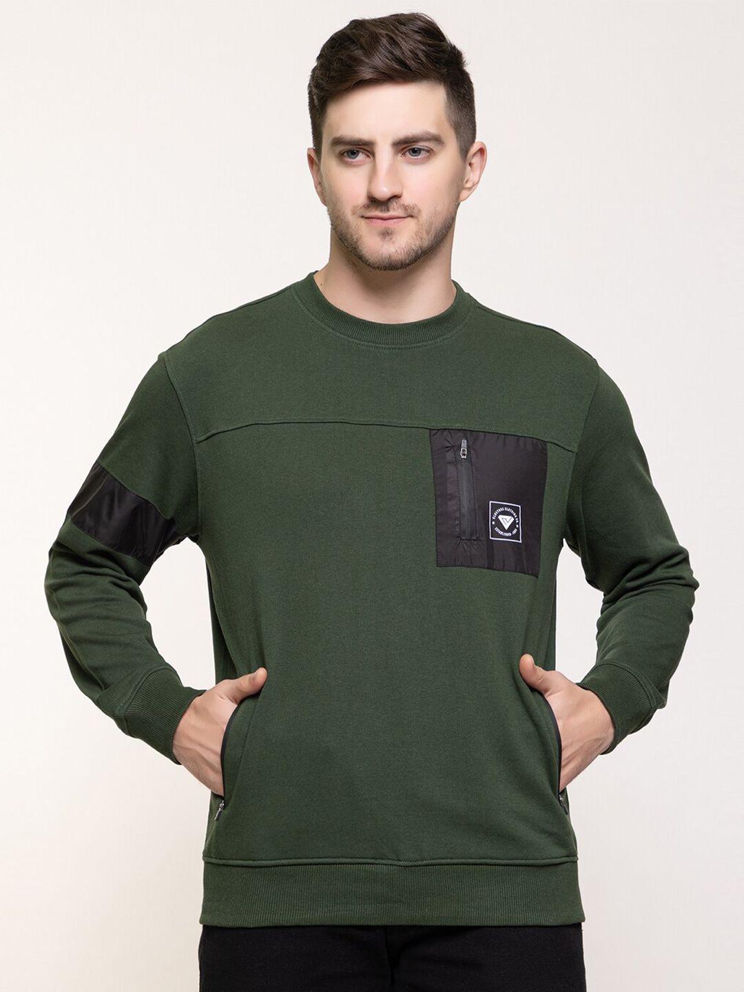 club york men green cotton sweatshirt