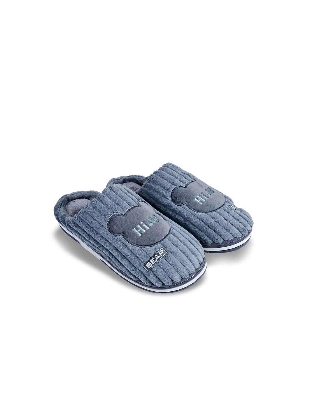 cassiey men grey & white striped room slippers