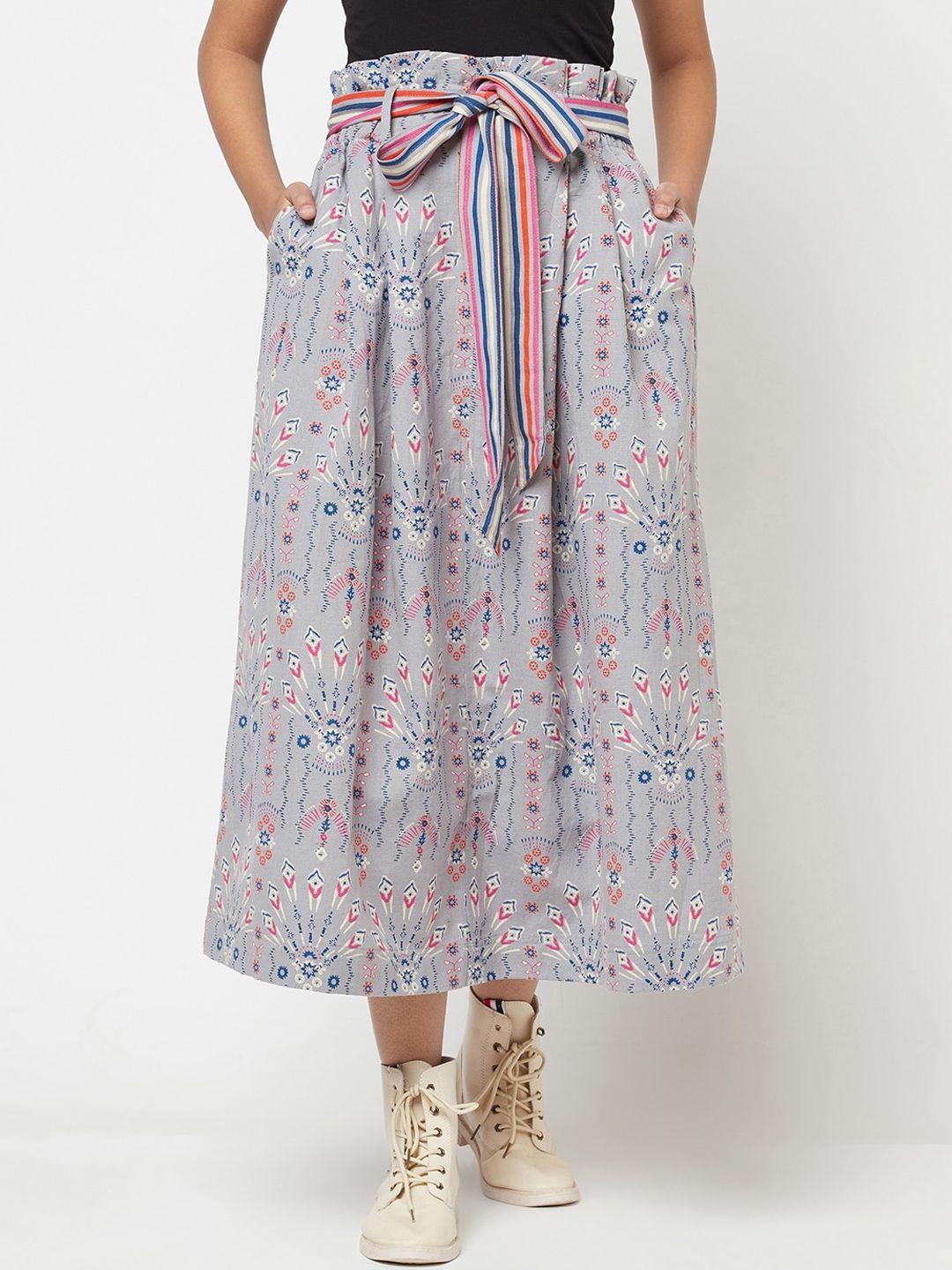 fabindia printed flared midi skirt