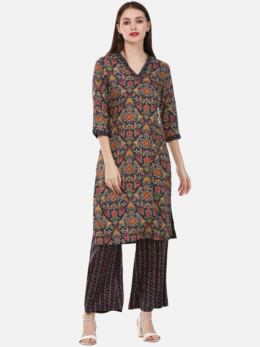 shopping queen women floral printed kurta with palazzos