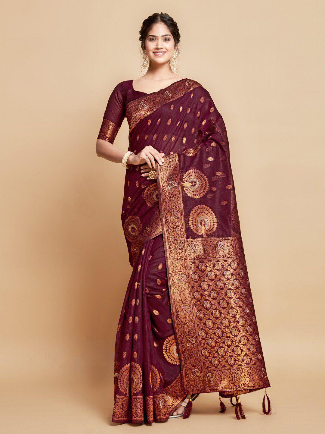 gajarai woven design zari linen blend kanjeevaram saree