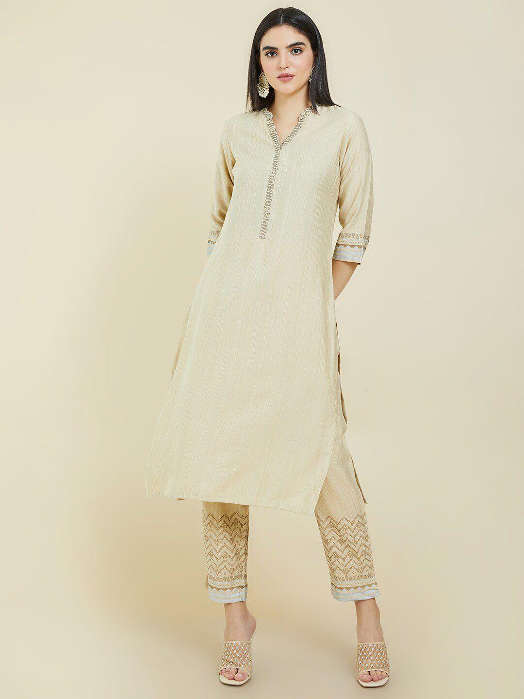 soch women art silk kurta with trousers