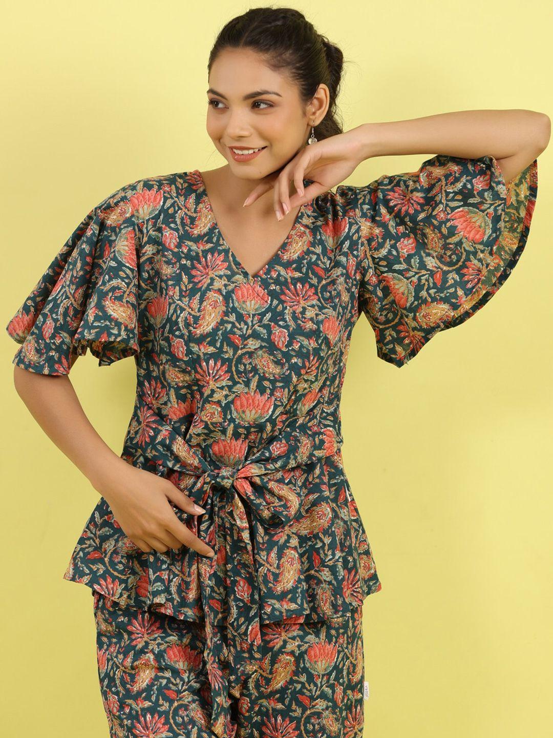 jisora floral printed pure cotton night suit