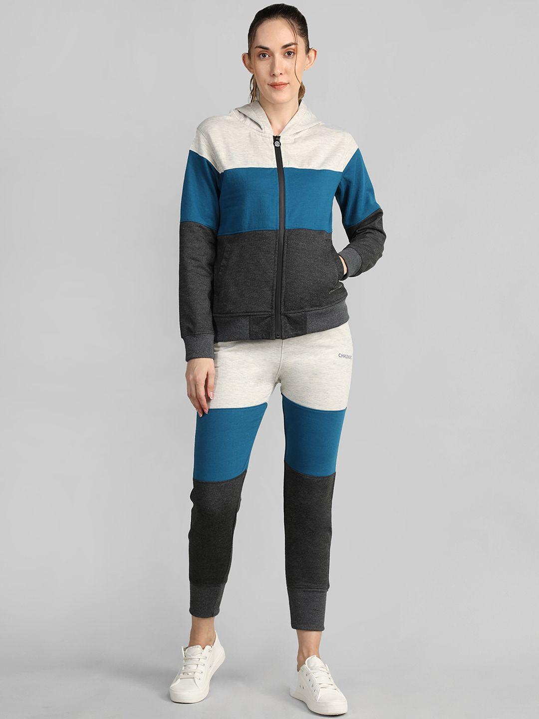 chkokko women colourblocked fleece tracksuit