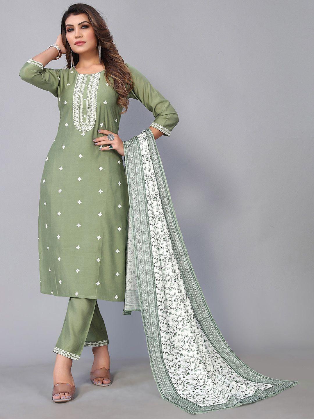 nimayaa women floral embroidered thread work kurta with trousers & dupatta