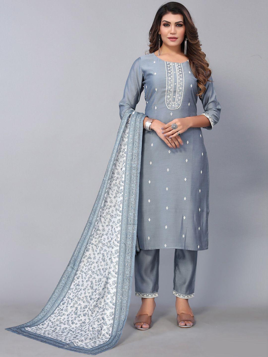 nimayaa women floral embroidered thread work kurta with trousers & dupatta