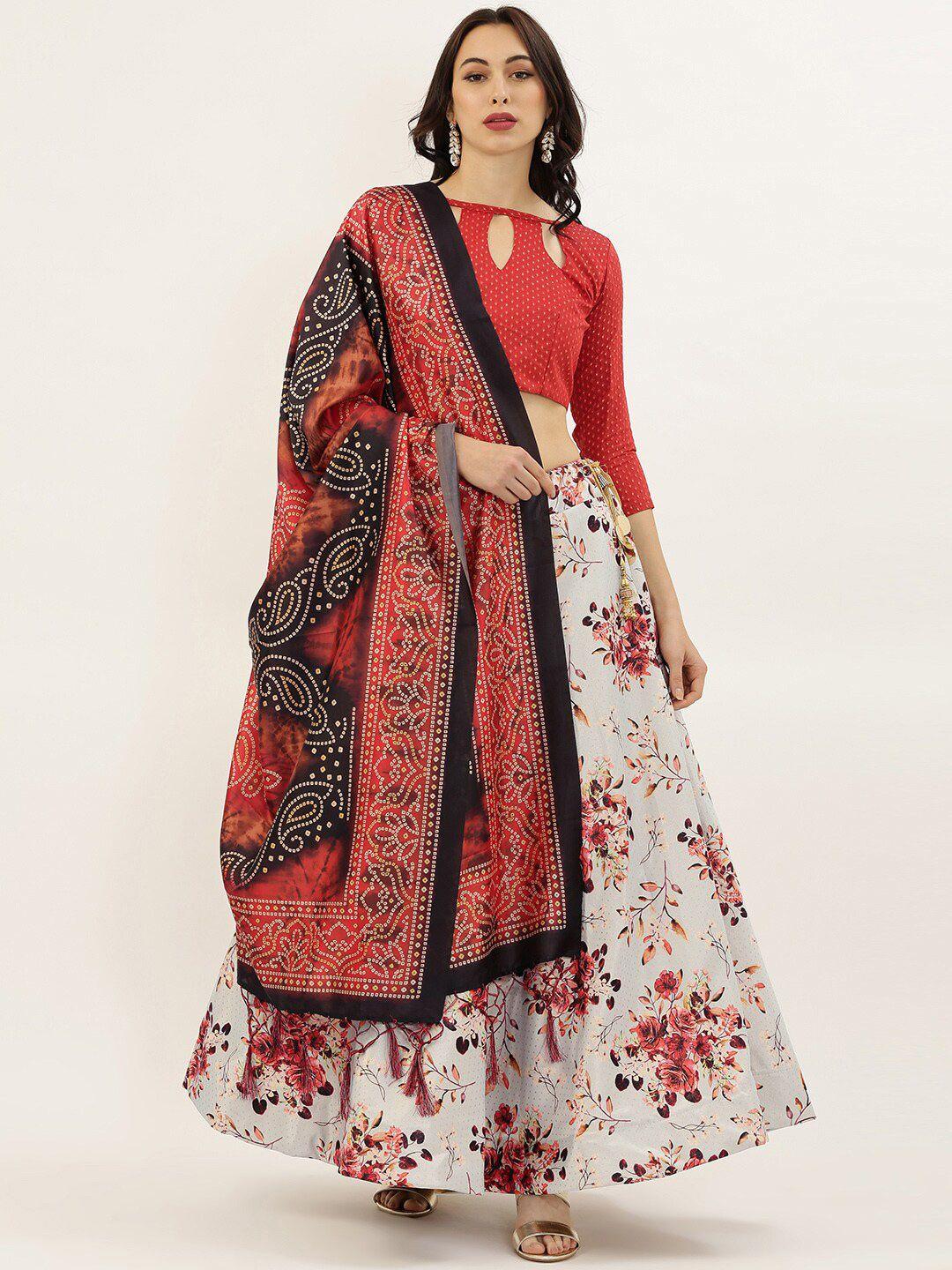 kaizen texo fab printed semi-stitched lehenga & unstitched blouse with dupatta