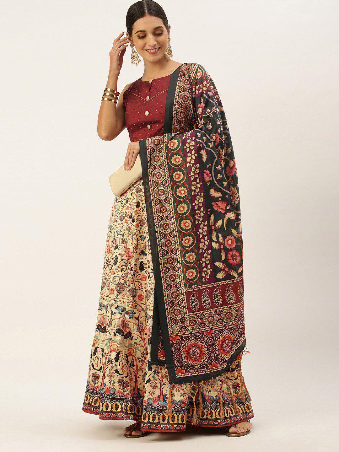 kaizen texo fab printed semi-stitched lehenga & unstitched blouse with dupatta