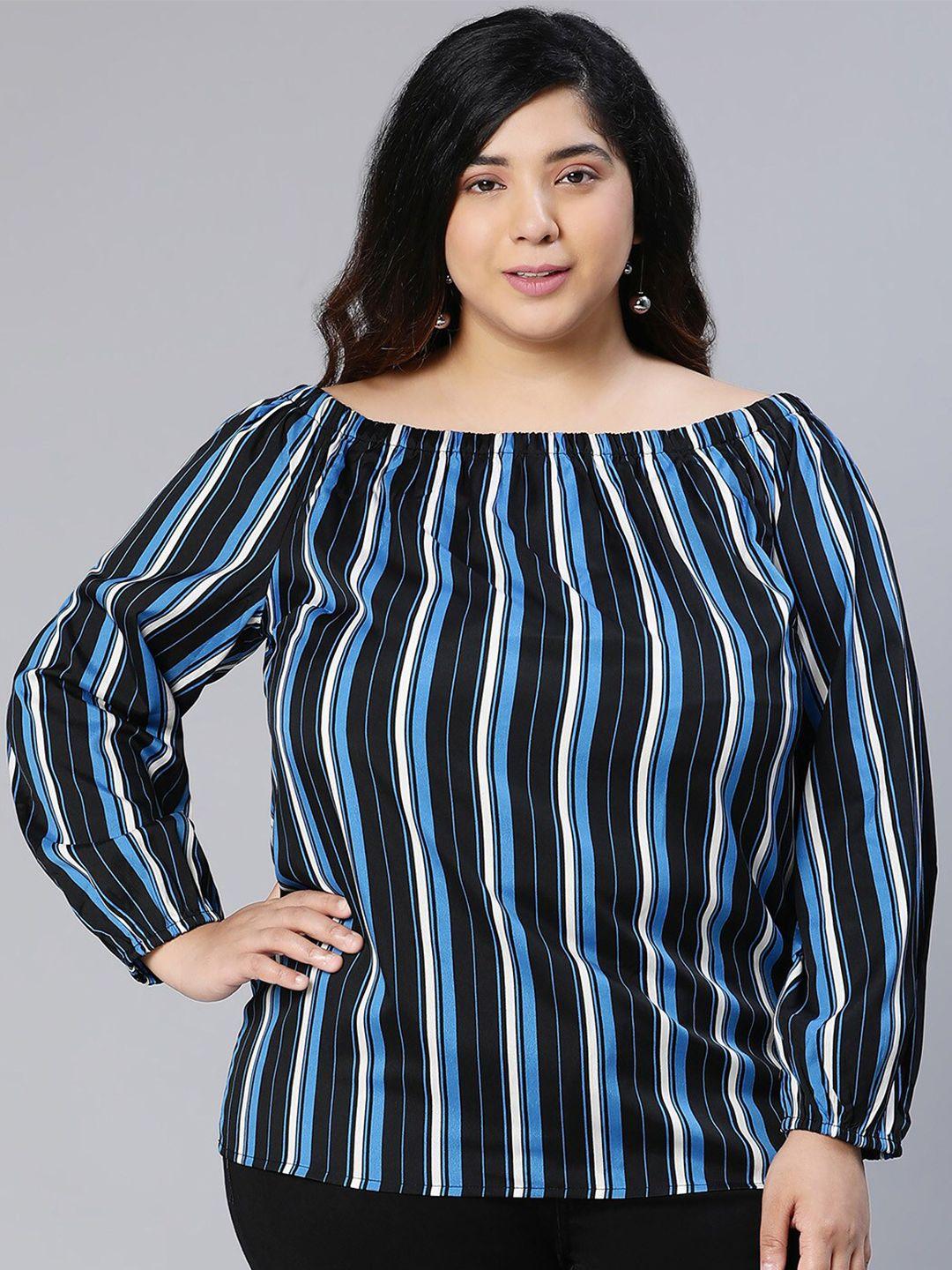 oxolloxo plus size paneled full sleeve striped top