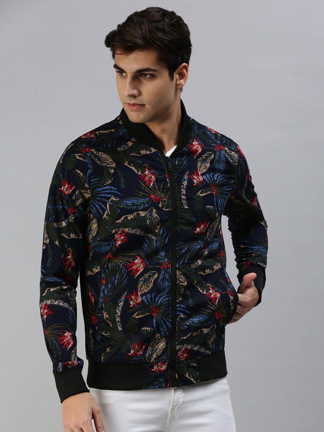 veirdo men floral printed lightweight bomber jacket