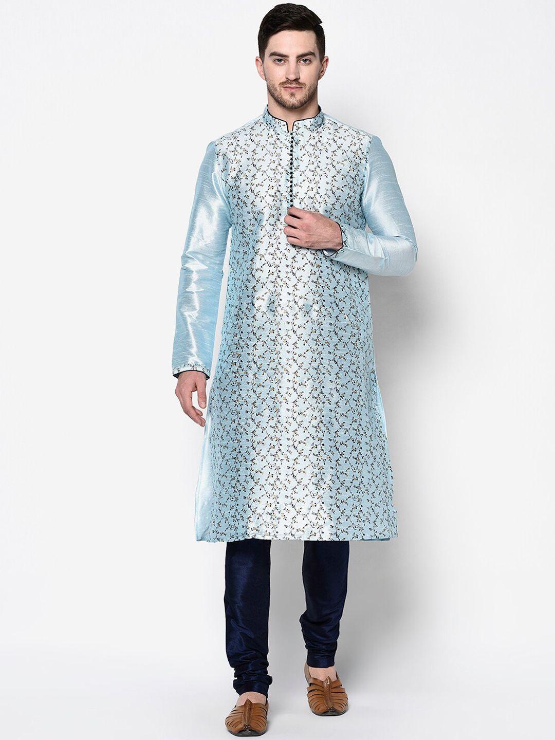 deyann men ethnic motifs printed kurta with churidar