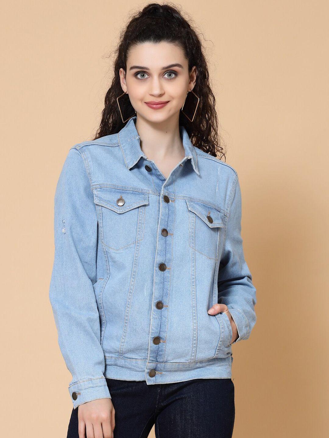 house of kkarma women washed denim jacket