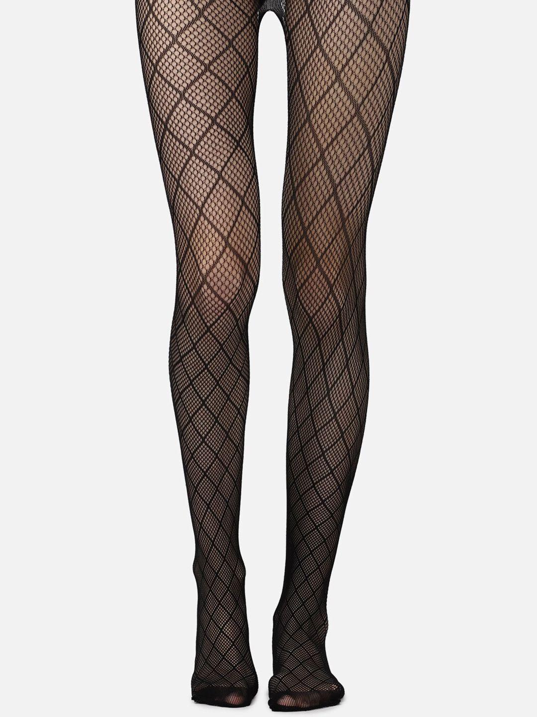 forever 21 women solid high-rise sheer fish net stocking