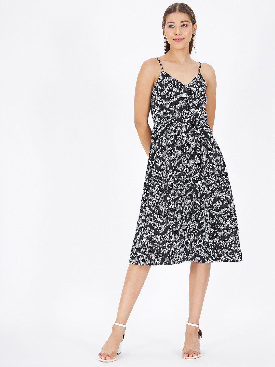 kibo abstract print fit & flare crepe midi dress