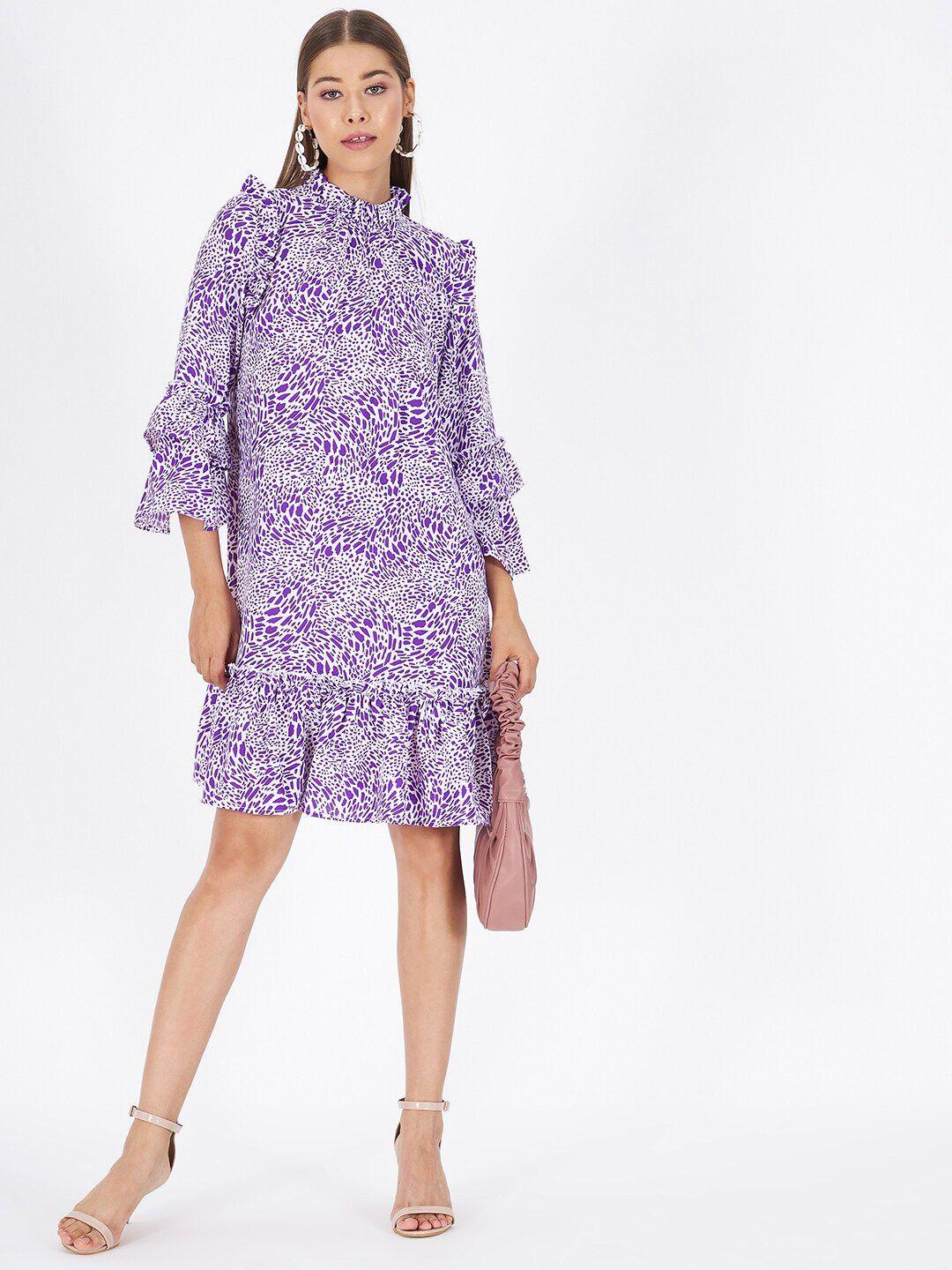 kibo  floral printed crepe drop-waist dress