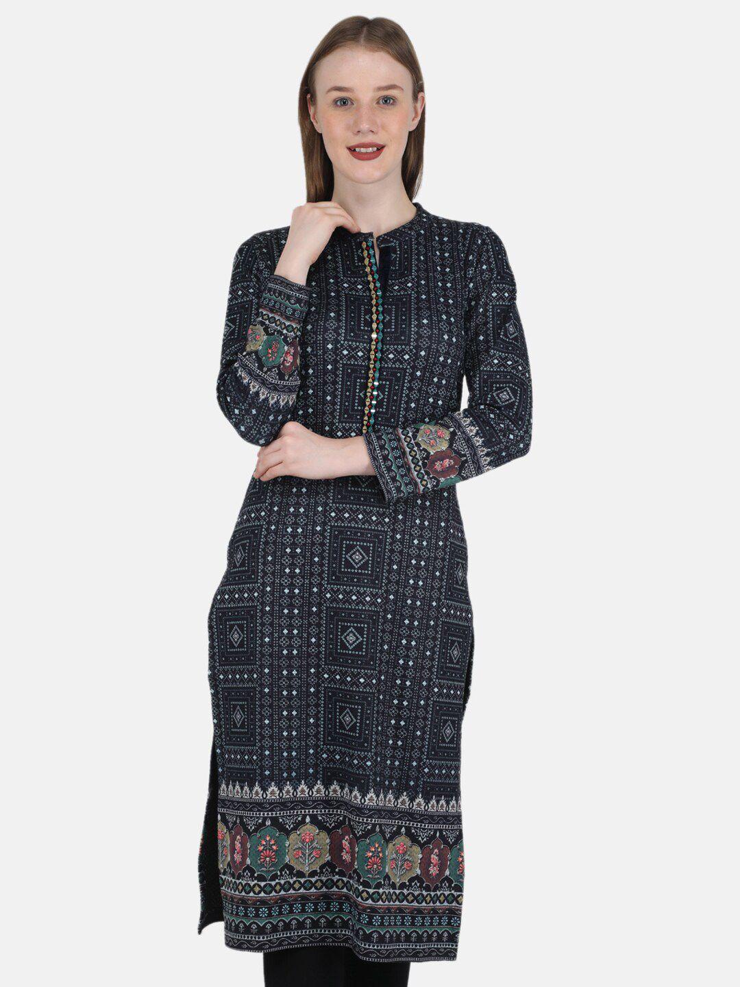 monte carlo women navy blue bandhani printed kurta