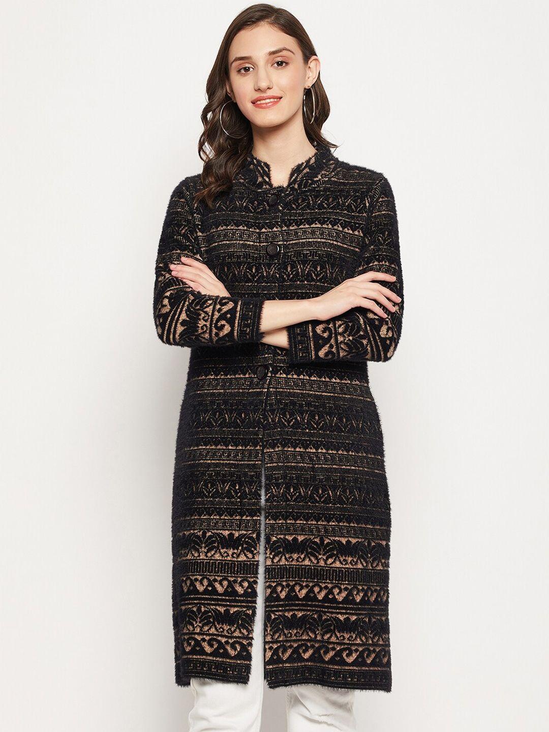 zigo wool printed longline sweater