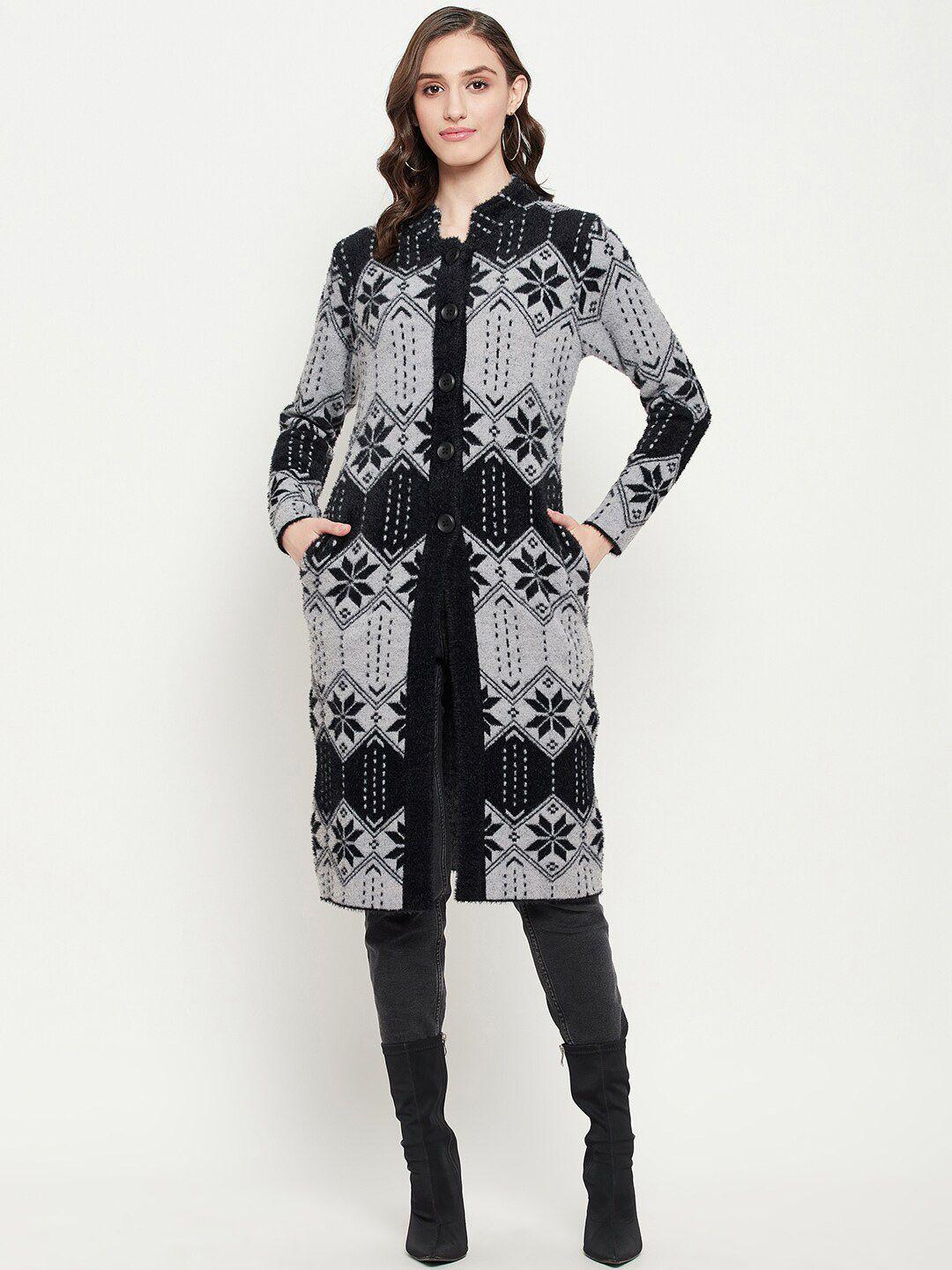 zigo printed longline wool sweater