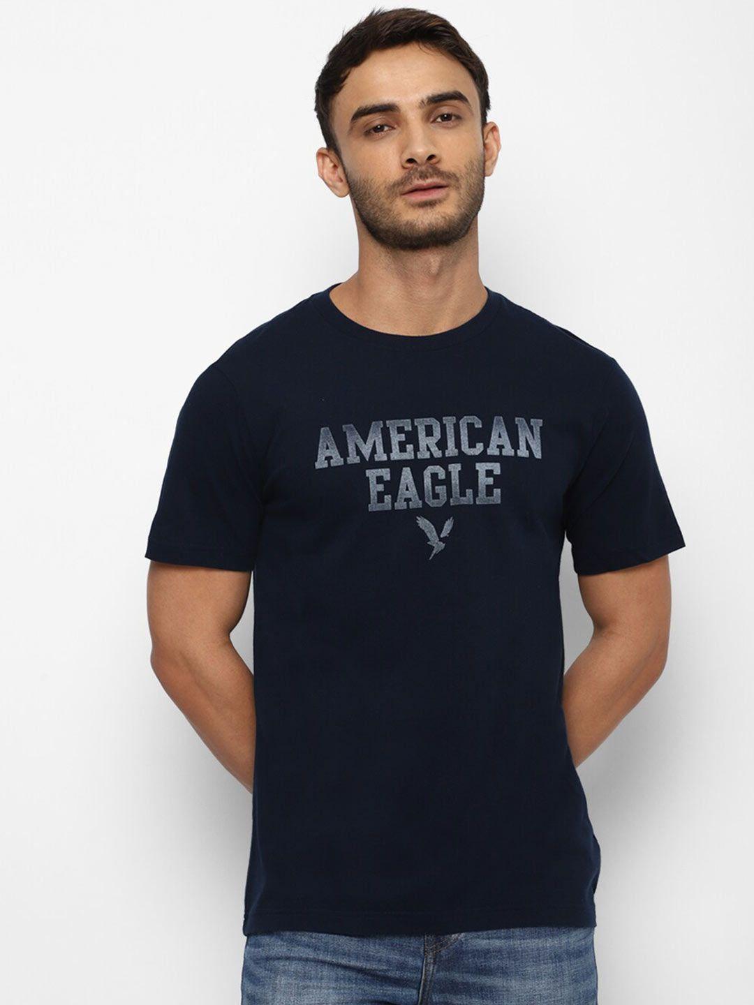 american eagle outfitters men typography printed pure cotton t-shirt