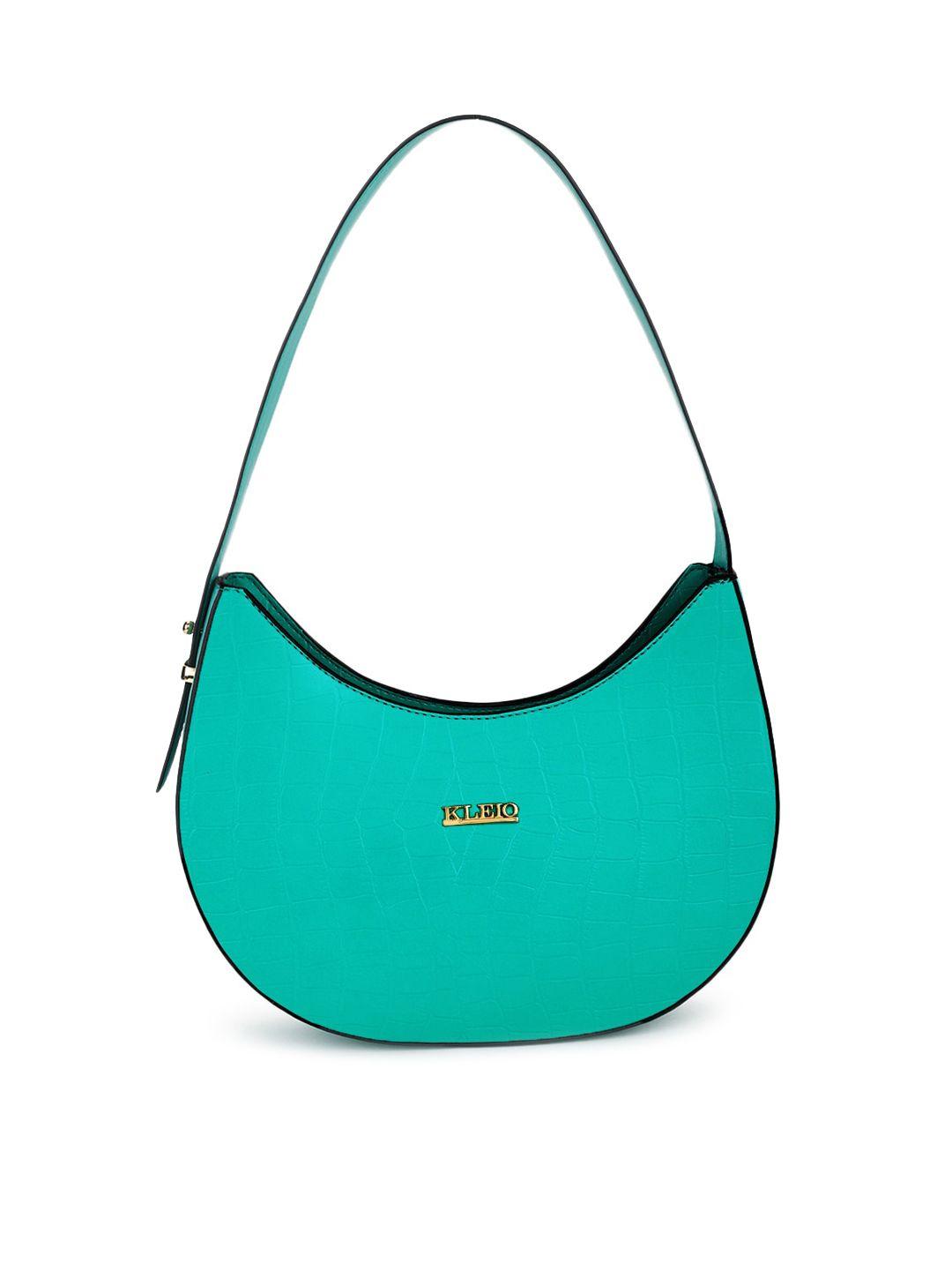 kleio green pu half moon hobo bag with tasselled